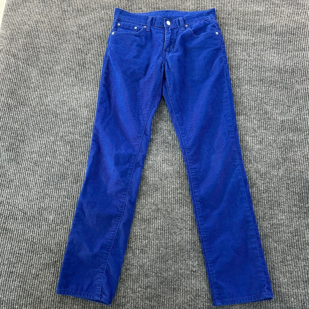 Levis Mens 511 Slim Fit Corduroy Pants 30x32 Blue Textured Cotton Blend